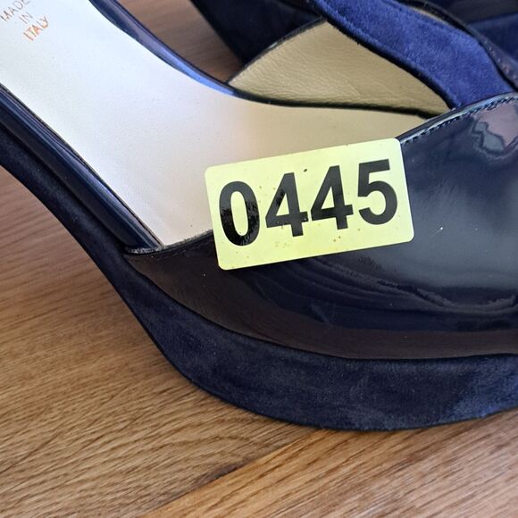 Vernissage Blue Suede Sandals Leather Slingback Heels Womens 9 US 39 EU T-Strap - Picture 14 of 14